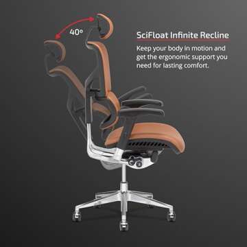 X-Chair X4 High End Executive Chair, Cognac Leather with Headrest - Ergonomic Office Seat/Dynamic Variable Lumbar Support/Floating Recline/Stunning Aesthetic/Adjustable/Perfect for Office or Boardroom