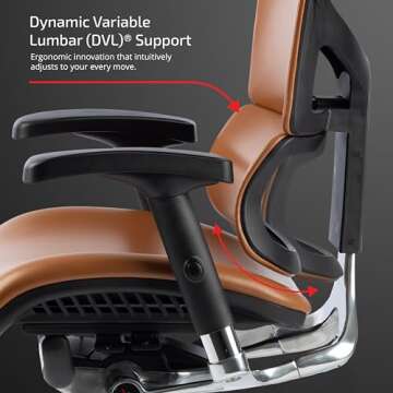 X-Chair X4 High End Executive Chair, Cognac Leather with Headrest - Ergonomic Office Seat/Dynamic Variable Lumbar Support/Floating Recline/Stunning Aesthetic/Adjustable/Perfect for Office or Boardroom