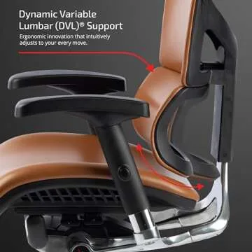 X-Chair X4 High End Executive Chair, Cognac Leather with Headrest - Ergonomic Office Seat/Dynamic Variable Lumbar Support/Floating Recline/Stunning Aesthetic/Adjustable/Perfect for Office or Boardroom