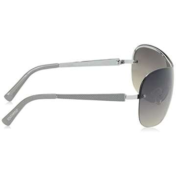 SOUTHPOLE Women's 444SP Vintage 90s Metal Shield Rectangular Sunglasses (139mm) -UV400 Protection, Trendy Gift, Silver & Grey, 139 mm