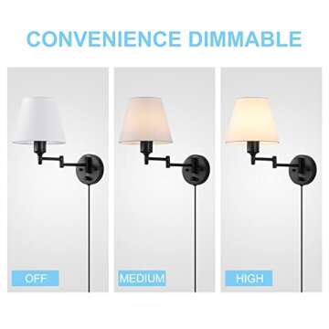 CASAVIDA Swing Arm Wall Lamp Vintage Wall Sconce Lighting 2 Pack for Home Decor Headboard Bathroom Bedroom Farmhouse Porch - Black (Bulb Not Included)