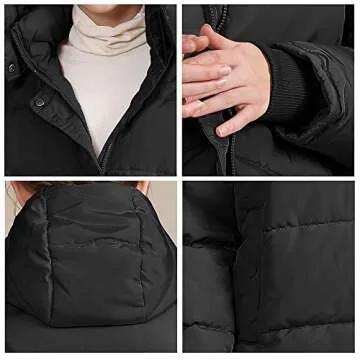 COUTUDI Women's Winter Coats Padded Puffer Jackets Plus Size Women Outerwear Coats，Black L