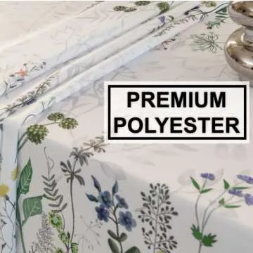 Waterproof Floral Tablecloth Rectangle 60x84 Inch - Wild Flower Table Cloth, Spring Summer Water Resistant Wrinkle Free Oblong Tablecloths - Summer Floral Table Cover for Party, Kitchen, Picnic