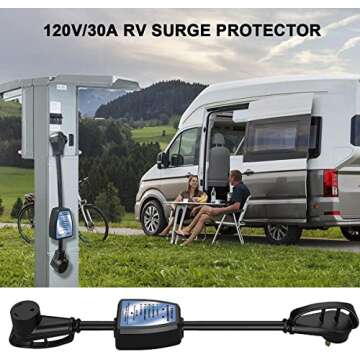 30amp Surge Protector for RV Accessories - POWSAF rv Voltage Protector/Monitor with Surge Protection(4100 Joules), Designed with Easy to Use Handles, ETL Listed, Black