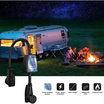 30amp Surge Protector for RV Accessories - POWSAF rv Voltage Protector/Monitor with Surge Protection(4100 Joules), Designed with Easy to Use Handles, ETL Listed, Black