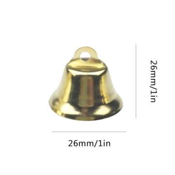 60PCS 26mm/1inch Gold Bells Mini Liberty Bells for Crafts Favor Decorating and Making Wind Chimes