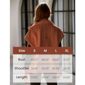 Athlisan Womens Fleece Vest Casual Sleeveless Button Down Sherpa Jacket Outerwear with Pockets(Rust-S)