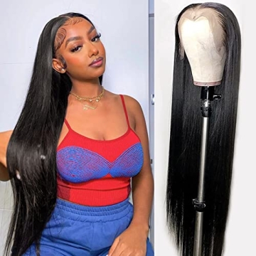AOSHBAOSH Straight Lace Front Wigs Human Hair 13x4 HD Transparent 180% Density Lace Frontal Wigs Hum...