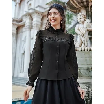 Elegant Women's Lace Polka Dot Blouse for Every Occasion