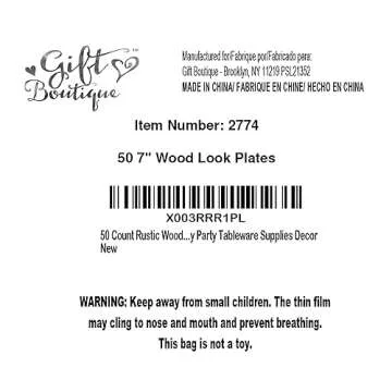 Gift Boutique 50 Rustic Wood Grain Dessert Paper Plate 7" Disposable Brown Wooden Slice Plate for Camping Hunting Lumberjack Birthday Party Supplies