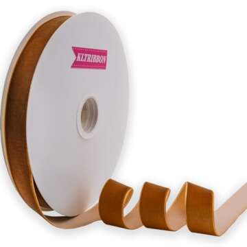 KLTRIBBON Nylon Velvet Ribbon Single Faced,1 Inch X 25Yards Spool (Ginger)