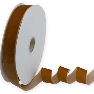 KLTRIBBON Nylon Velvet Ribbon Single Faced,1 Inch X 25Yards Spool (Ginger)