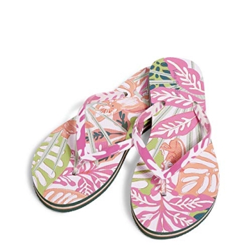 Vera Bradley Women's Flip Flops Rain Forest Canopy Coral