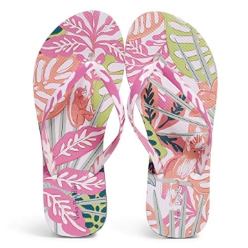 Vera Bradley Women's Flip Flops Rain Forest Canopy Coral