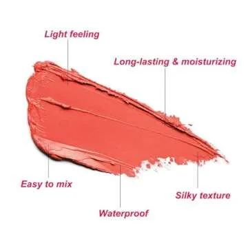 Multi-Use Makeup Blush Stick,Beauty Solid Moisturizer Stick,Waterproof Natural Nude Makeup,Tinted Solid Moisturizer Stick for Eyes Lips Cheek(2#Hot Red)