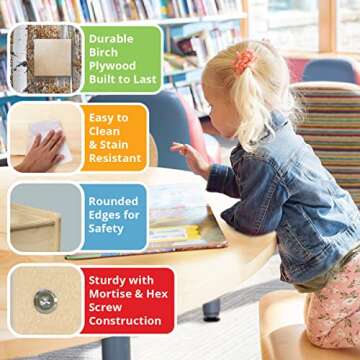 Contender 30-Cubby Montessori Cabinet with Assorted Bins Kids Shelf Organizer Made of Baltic Birch Plywood, Greenguard Gold Certified Storage Box, White