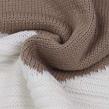 shermie Women's V Shap Colorblock Sweaters Long Sleeve Crew Neck Loose Casual Knitted Pullover Medium Camel