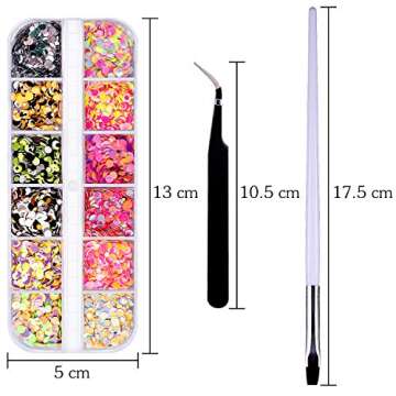 Duufin 48 Colors Nail Sequins Round Nail Glitter Flakes Nail Art Paillette Mixed Color Nail Art Stickers Manicure Confetti Flakes Sequins with 1 Pc Pick Up Tweezers and 1 Pc Brush Pen