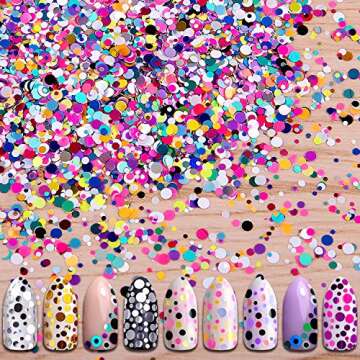 Duufin 48 Colors Nail Sequins Round Nail Glitter Flakes Nail Art Paillette Mixed Color Nail Art Stickers Manicure Confetti Flakes Sequins with 1 Pc Pick Up Tweezers and 1 Pc Brush Pen