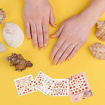12 Sheets Fall Nail Stickers Autumn Leaves Nail Decals Thanksgiving Nail Stickers and Tweezers for Women Girls DIY Nail Decorations