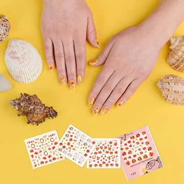 12 Sheets Fall Nail Stickers Autumn Leaves Nail Decals Thanksgiving Nail Stickers and Tweezers for Women Girls DIY Nail Decorations