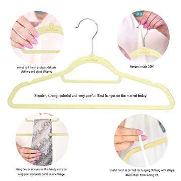 Closet Accessories, Velvet Hangers, Ultra Slim Space Saving, notches, tie bar, Swivel Hook,10 Pack, ...