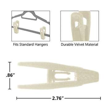 Closet Accessories, Velvet Hangers, Ultra Slim Space Saving, notches, tie bar, Swivel Hook,10 Pack, with 20 Matching Velvet Finger Clips (Ivory)