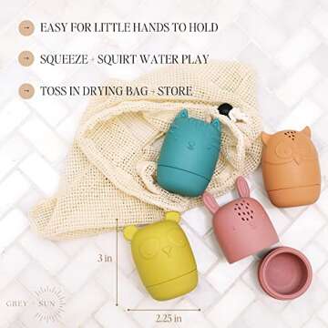 Grey+Sun | Bath Toys for Toddlers 1-3, Valentine's Gift Baby, Baby Pool Toys 12-18, Bath Toys Toddlers 2-4