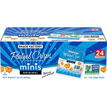 Snack Factory Pretzel Crisps Minis - Crunchy & Healthy 24 Count