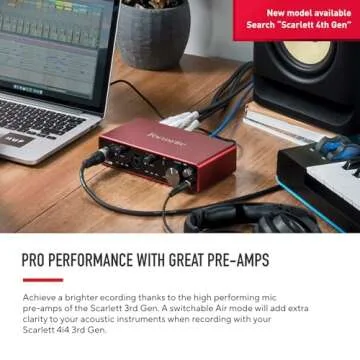 Focusrite Scarlett 4i4 3rd Gen USB Audio Interface for Recording, Songwriting, & Streaming — High-Fidelity, Studio Quality Recording, with Transparent Playback