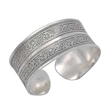 Tibeten Silver Carved Spiral Flower Connecting Branches Pattern Bracelets Vintage Ethnic Elephant Tu...