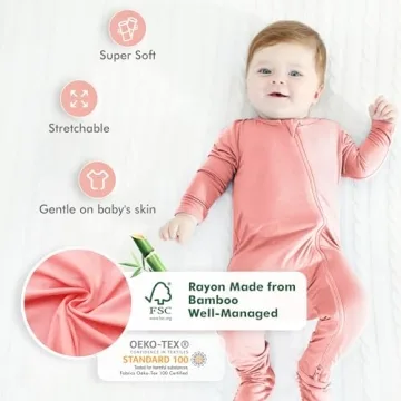 HAPIU Bamboo Baby Footed Pajamas, 2-Pack, 3-24 Months