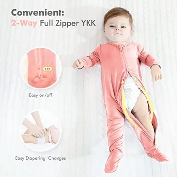 HAPIU Bamboo Baby Footed Pajamas, 2-Pack, 3-24 Months