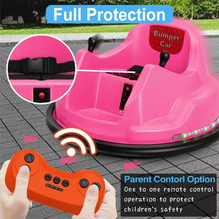 BROAGE Kids Electric Ride On Bumper Car – Pink
