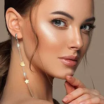 Dremisi 200 Pieces Spacer Beads, 100pcs Heart Beads & 100pcs Star Beads, Heart Shaped Beads Star Spacer Beads Small Hole Loose Beads Gold Plated Metal Beads for DIY Making Earrings Bracelets Necklaces