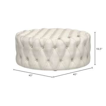 Modway Amour Fabric Upholstered Button-Tufted Round, Ottoman, Beige