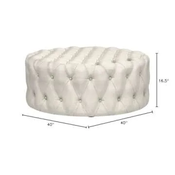Modway Amour Fabric Upholstered Button-Tufted Round, Ottoman, Beige