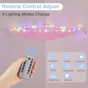 Basumee Stuffed Animals Net or Hammock with LED Light Hanging Toy Net Hammock for Stuffed Animals St...