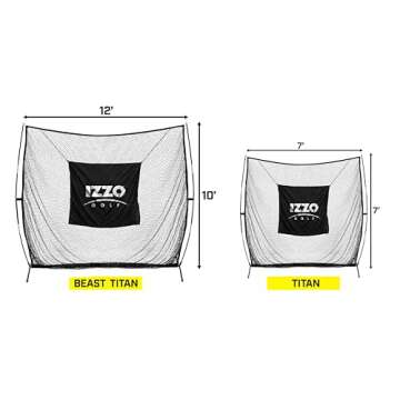 IZZO Golf The Beast Titan 12ft x 10ft Golf Hitting Net - Oversized Home Range Golf Hitting Net for Your Backyard,Black