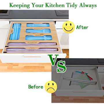 6 in 1 Bamboo Ziplock Bag Organizer for Kitchen Storage