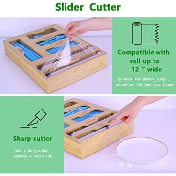 6 in 1 Bamboo Ziplock Bag Organizer for Kitchen Storage