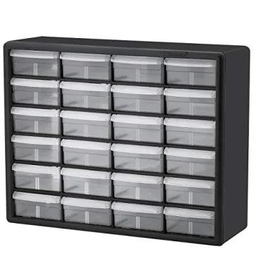 Akro-Mils 10724 24-Drawer Plastic Drawer Storage Cabinet for Garage Organization, Bead Organizer, Le...