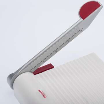 Westmark Germany Multipurpose Stainless Steel Cheese and Food Slicer with Board and Adjustable Thickness Dial (White) -