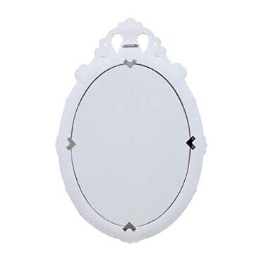 Basswood Hunters 23''x 15'' Oval Vintage Decorative Wall Mirror, White Wooden Crown Frame, Antique Princess Decor for Bedroom,Playroom,Dressers,Living Room