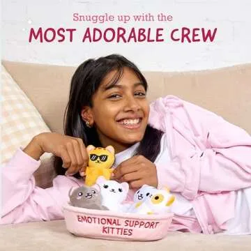 WHAT DO YOU MEME? Emotional Support Kitties by Relatable, Cuddly Stuffed Animals and Toys, Squishy Toys and Plushies, Great Ideas for Loved Ones of All Ages, Includes 5 Plushies with Carrying Basket