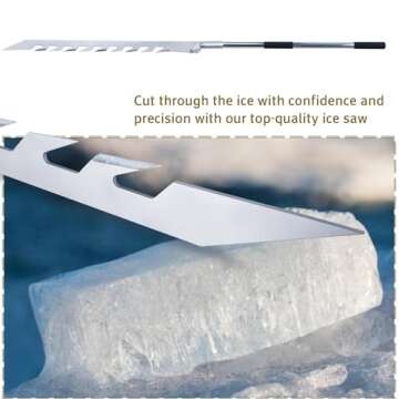 ZUIWAN Second Generation 41 Inch Folding Ice Saw with Enhanced Cutting Edge,for Ice Fishing,Lgloo,Ice House,Camp,5mm Thick Steel Saw, Easy to Cut Thick Ice,Silvery