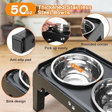 Elevated Dog Bowls with Adjustable Height and Stainless Steel