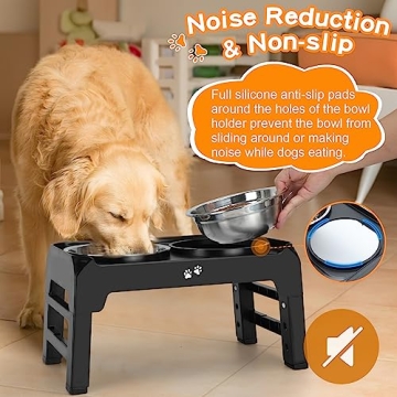 Elevated Dog Bowls with Adjustable Height and Stainless Steel