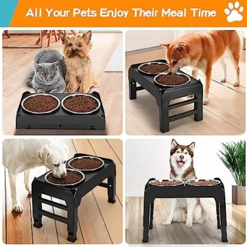 Elevated Dog Bowls with Adjustable Height and Stainless Steel
