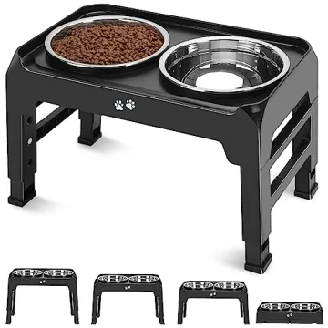 Elevated Dog Bowls with Adjustable Height and Stainless Steel